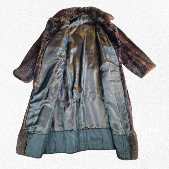 1950s Vintage Brown Mink Fur Coat Mid-Century Swing Old Hollywood Glam Size M/L - Picture 10 of 16